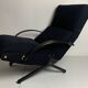 Fauteuil lounge italien vintage bleu marine foncé par Osvaldo Borsani pour Tecno, 1950