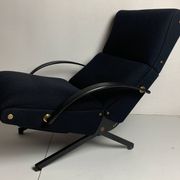Midcentury dark navy blue Italian lounge chair by Osvaldo Borsani for Tecno, 1950s
