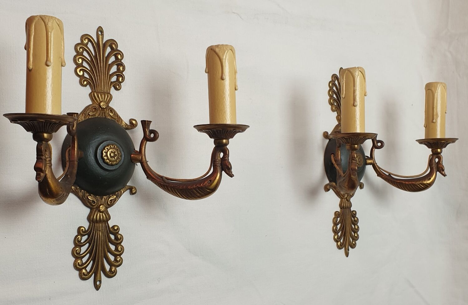 Pair of Empire style bronze sconces