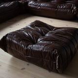 Togo brown leather set designed by Michel Ducaroy 1973
