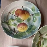 Set of 5 flat plates in Saint-Clément Barbotine earthenware with seasonal fruit motifs