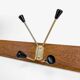 Wall coat rack with golden metal hooks from the 60s
