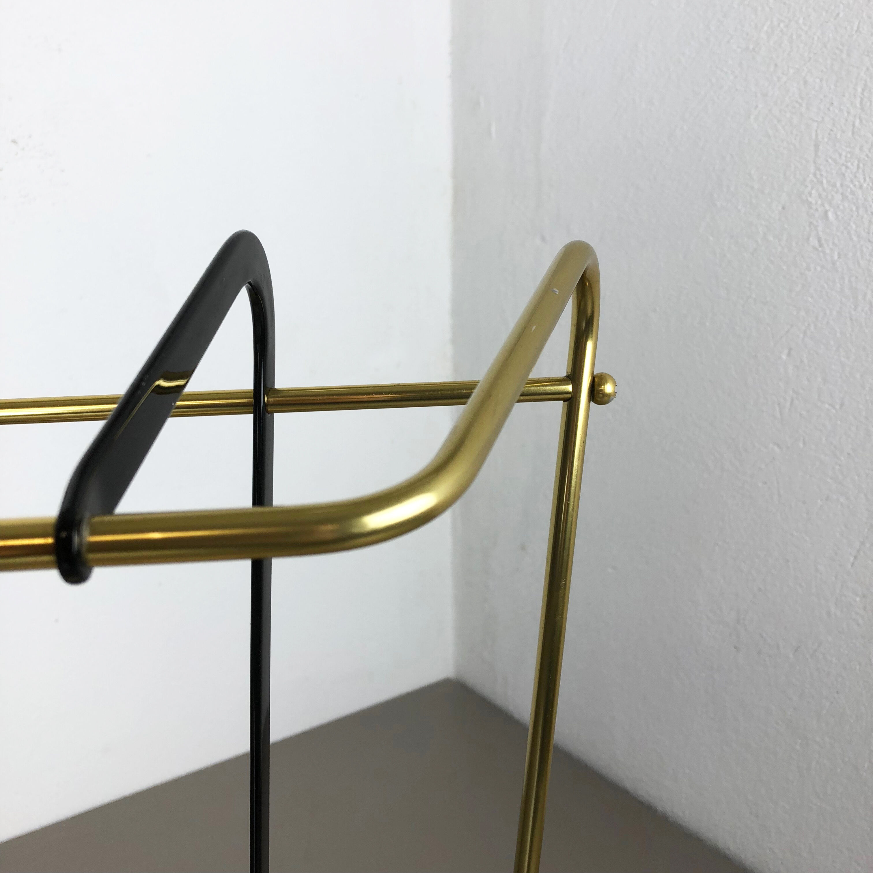 Original midcentury metal brass umbrella stand, Germany, 1950s