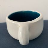 2 cups maja white and blue enamelled ceramic cups