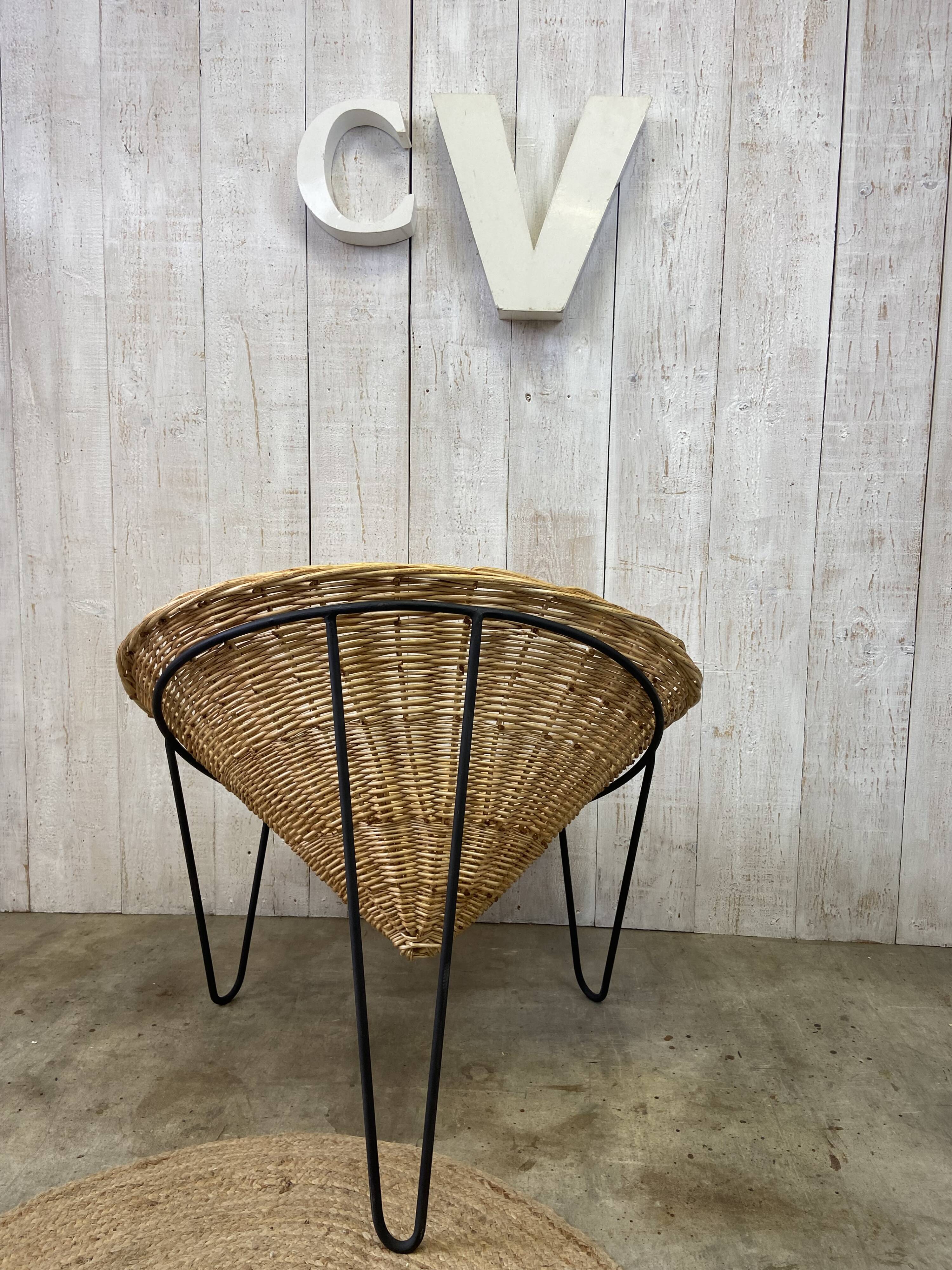 Pair of wicker basket armchairs