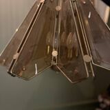 Smoked glass and metal chandelier