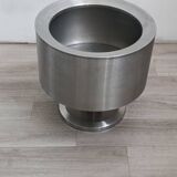 Large brushed metal plant pot holder 1970