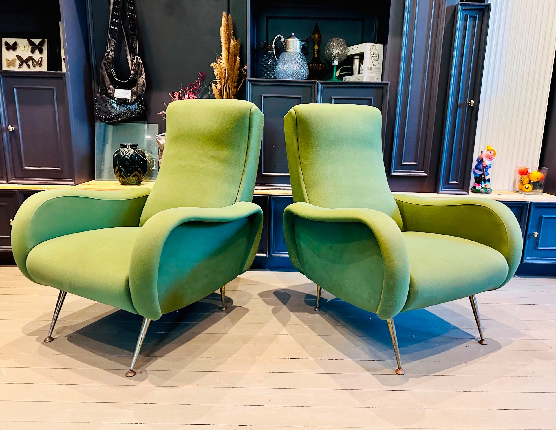 Pair of vintage mid-century organic design armchairs.