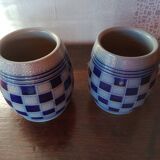 Lot 6 chopes - Grès d'Alsace - Damier bleu cobalt - Betschdorf V. SHMITTER