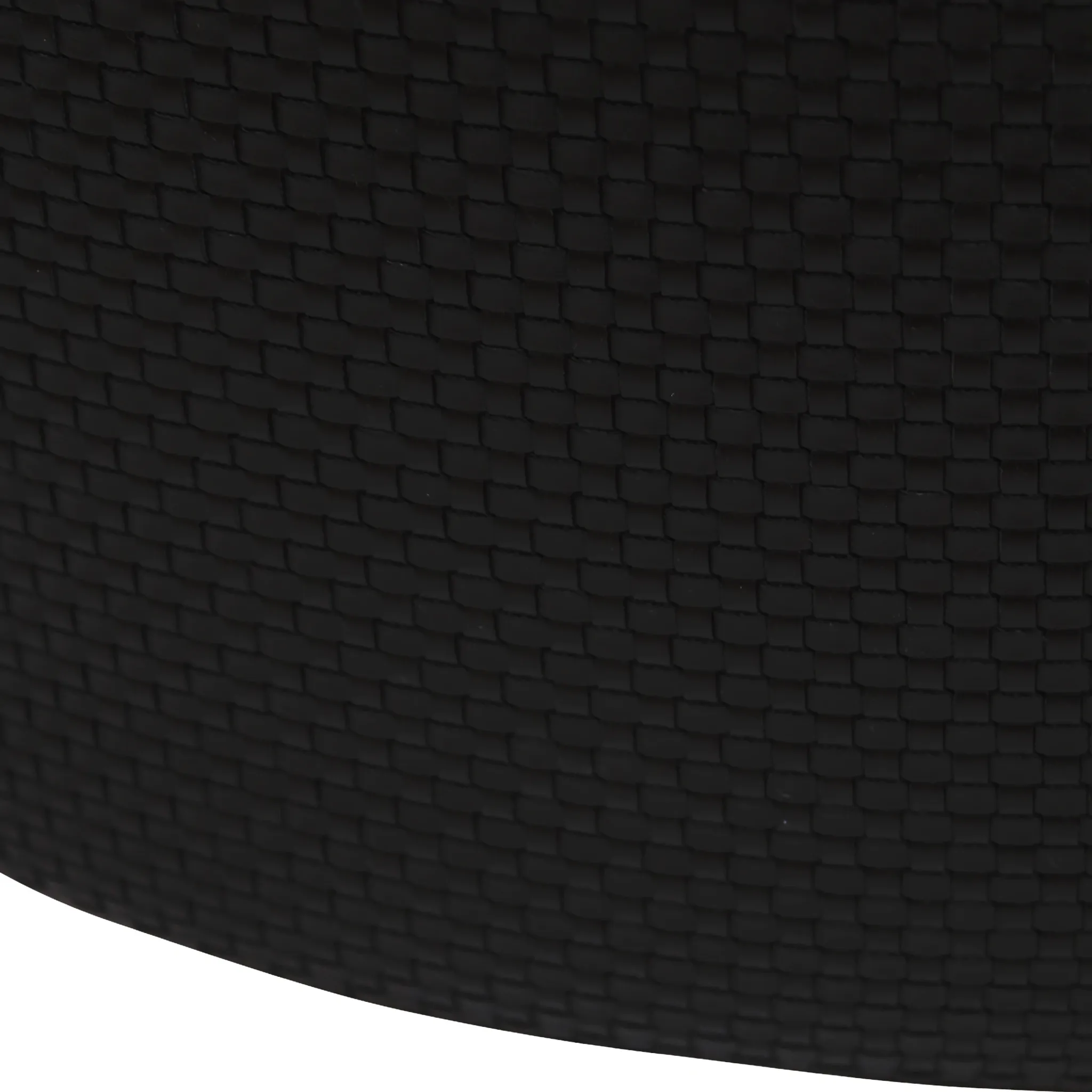 Contemporary Upholstered In Black Braided Lambskin Circular Pouff