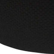 Contemporary Upholstered In Black Braided Lambskin Circular Pouff