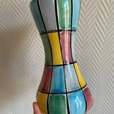 Schramberg Majolika Fabrik ceramic vase Mondrian style