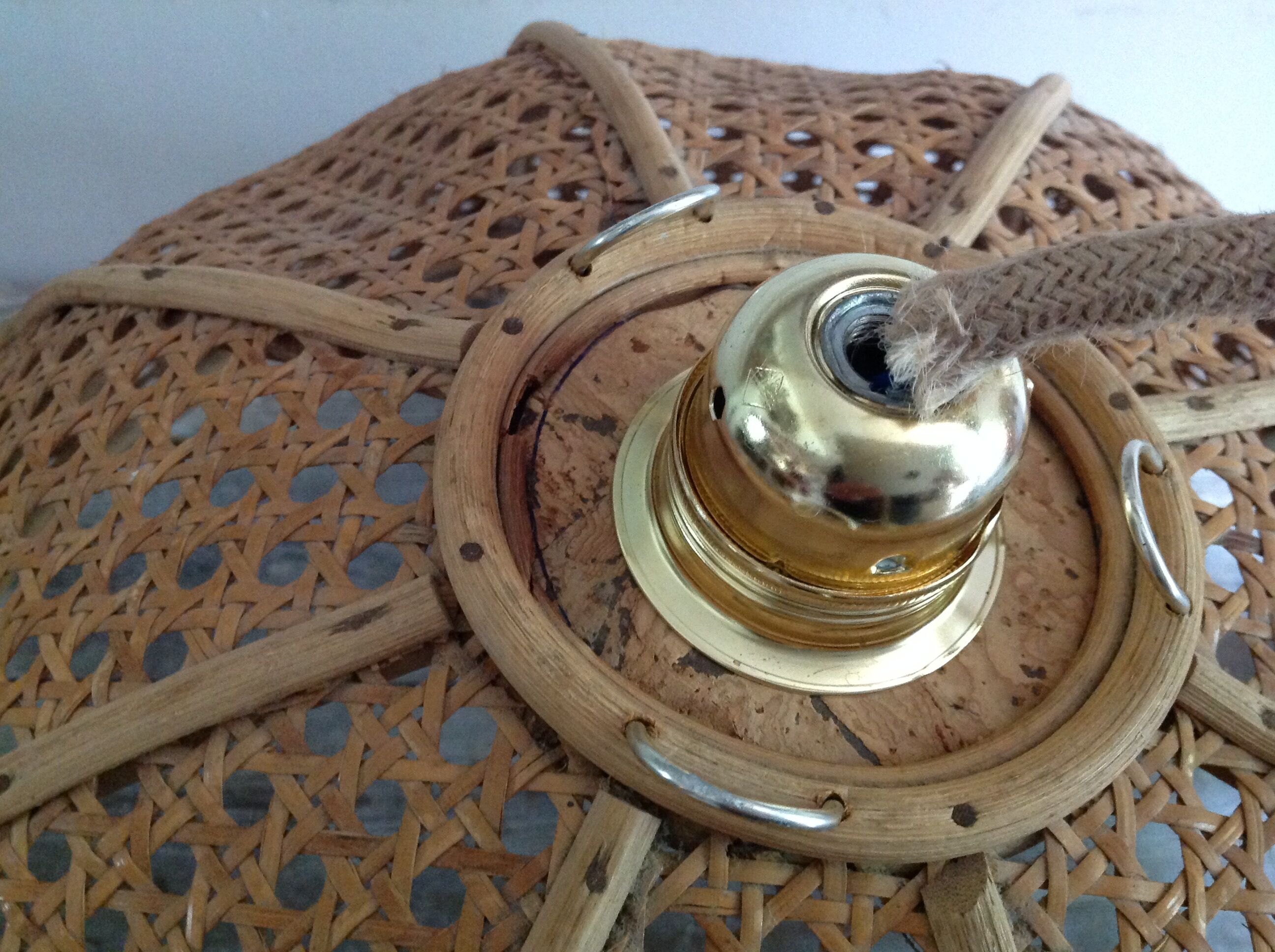 Rattan and caning hanging lamp