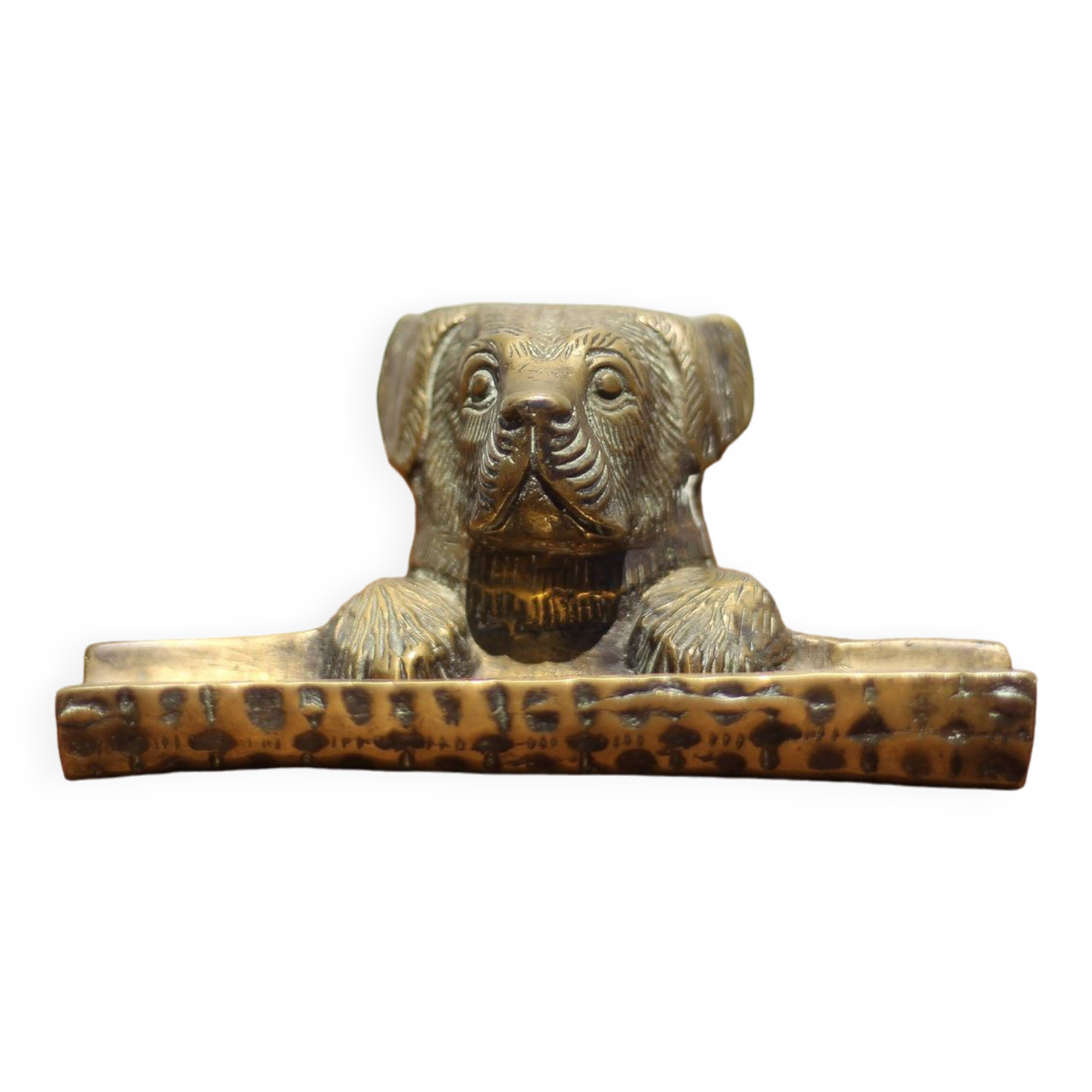 Vintage Dog Head Bronze Pen Holder