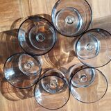 6 coupes/ verres marron vintage pieds transparents