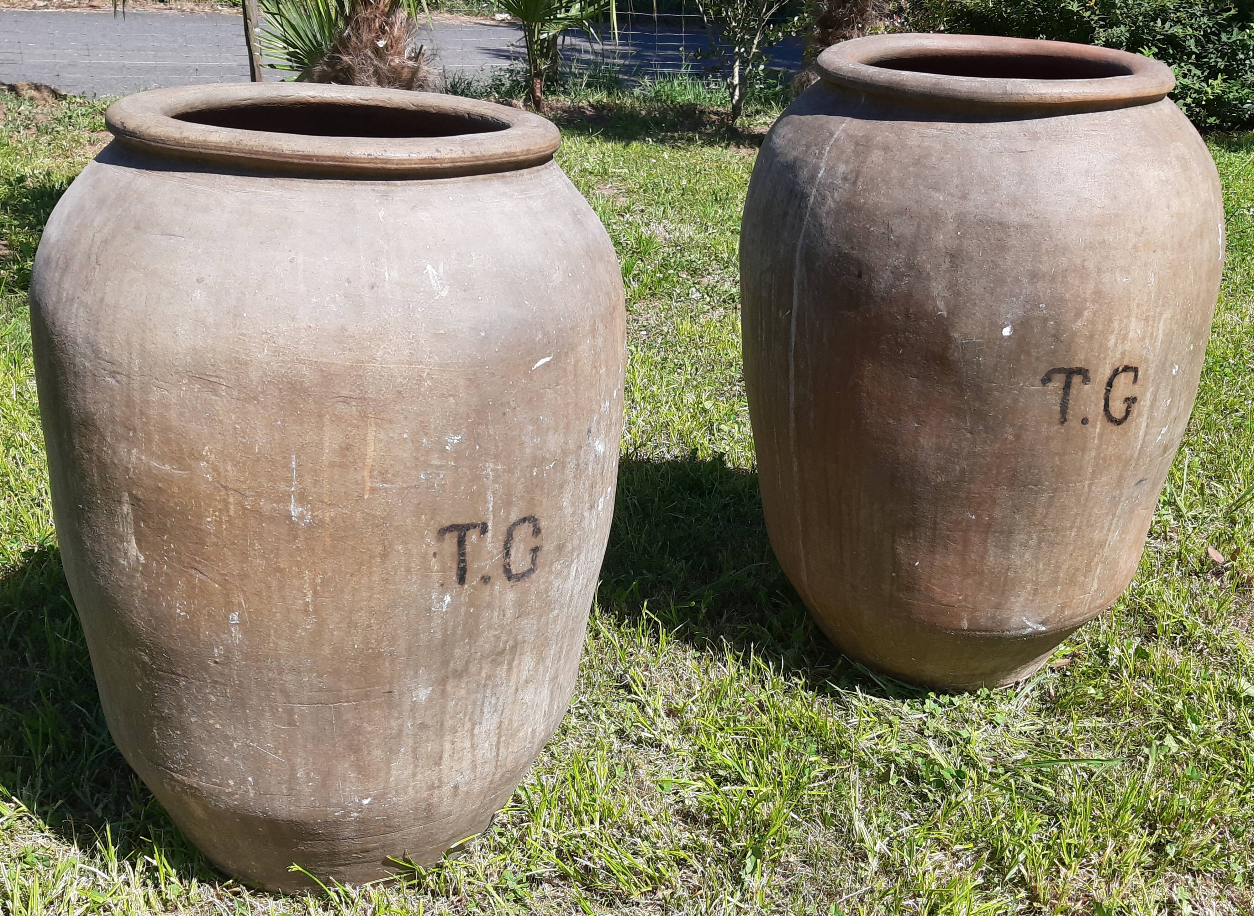 Pair of olive oil jars (or "tinajas"), Spain, 19th century