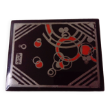 Small black lacquered box with Art Deco decor.Japan