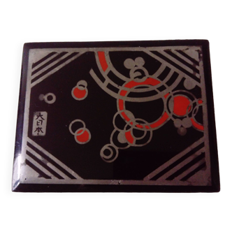 Petite boîte laquée noire décor Art Déco.Japon