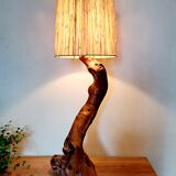 Brutalist lamp in olive wood 1970