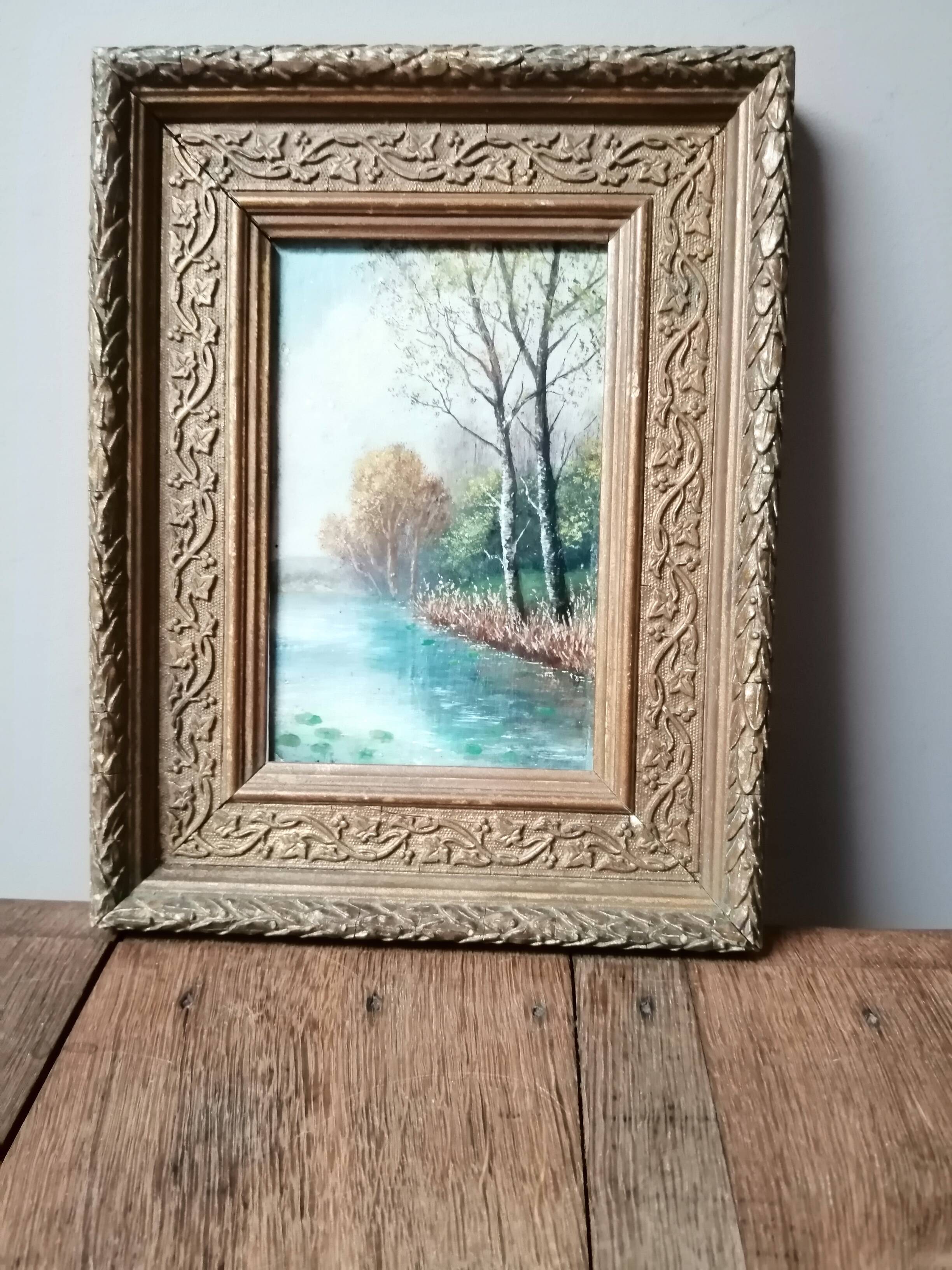 OIL PAINTING ON WOOD "water's edge"