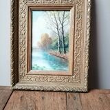 OIL PAINTING ON WOOD "water's edge"