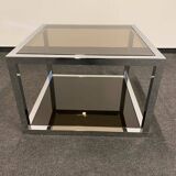 Italian Side Tables - Mid-Century Chrome/Smoked Glass, 1970s