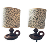 Pair of Scandinavian wooden lamps from the 60s