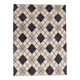Cream Navy Wool Kilim Rug, Modern Check Diamond Flatweave Carpet 192x160cm