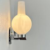 Paire d'appliques vintage en chrome et verre sablé, France, 1960