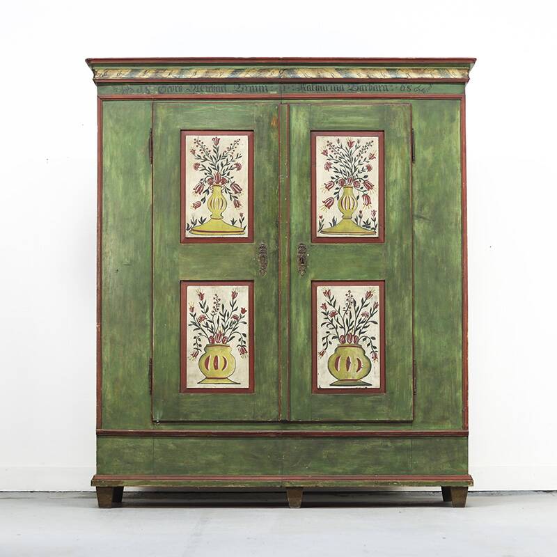 Cabinet de mariée peint d'art populaire, 1868