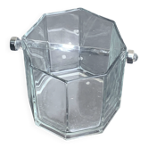 Seau à glace made in France en verre transparent à facettes, poignée inox
