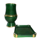 St Clement's green vase and ashtray