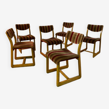 Lot 6 anciennes chaises traîneau vintage design Girsberger / SEM années 70