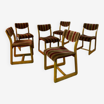 Set 6 old vintage sled chairs design Girsberger / SEM 70s