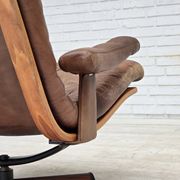 1960s, Scandinavian swivel armchair, brown furniture leather.