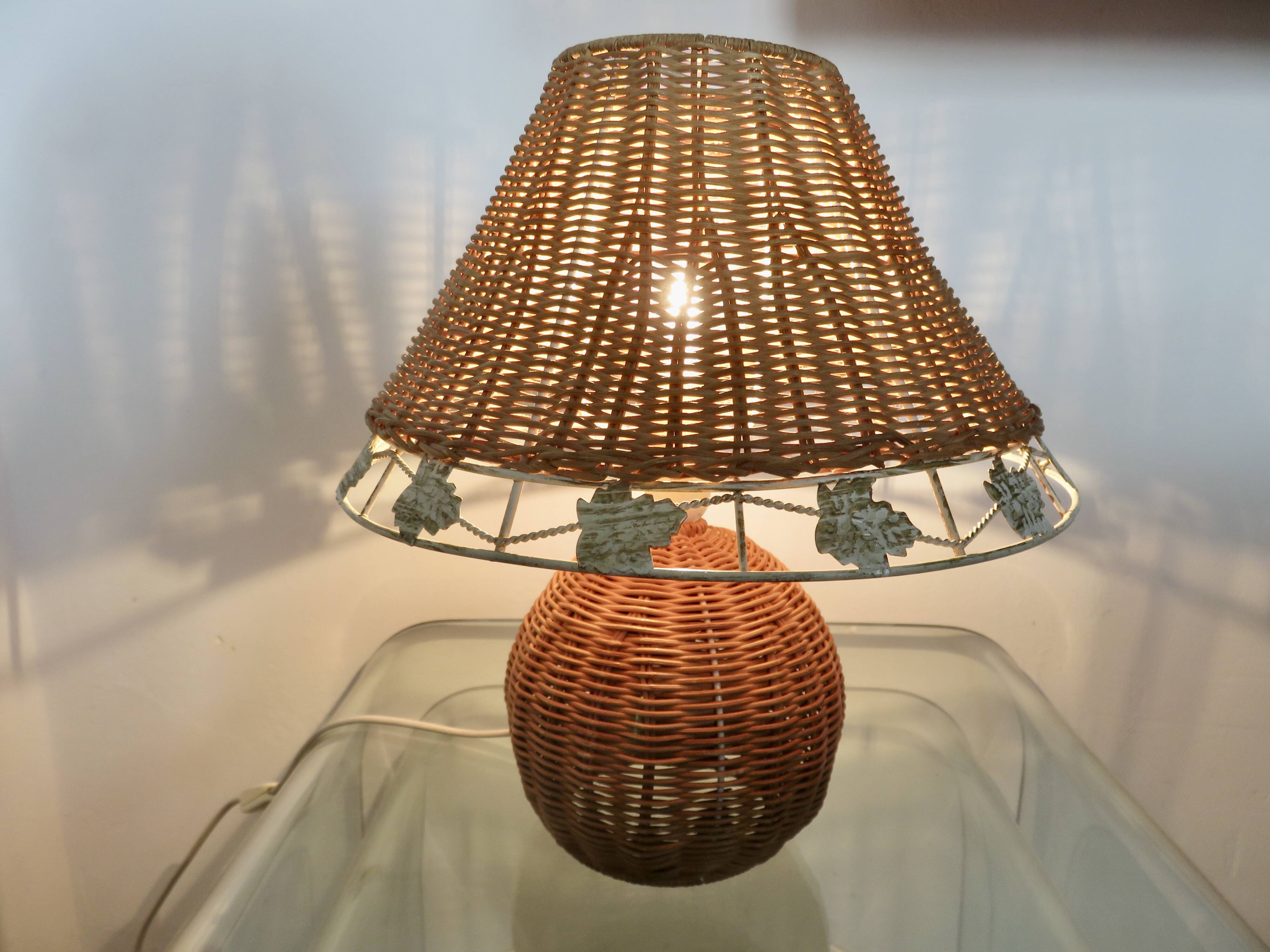 Pair of rattan lamps, 1980s