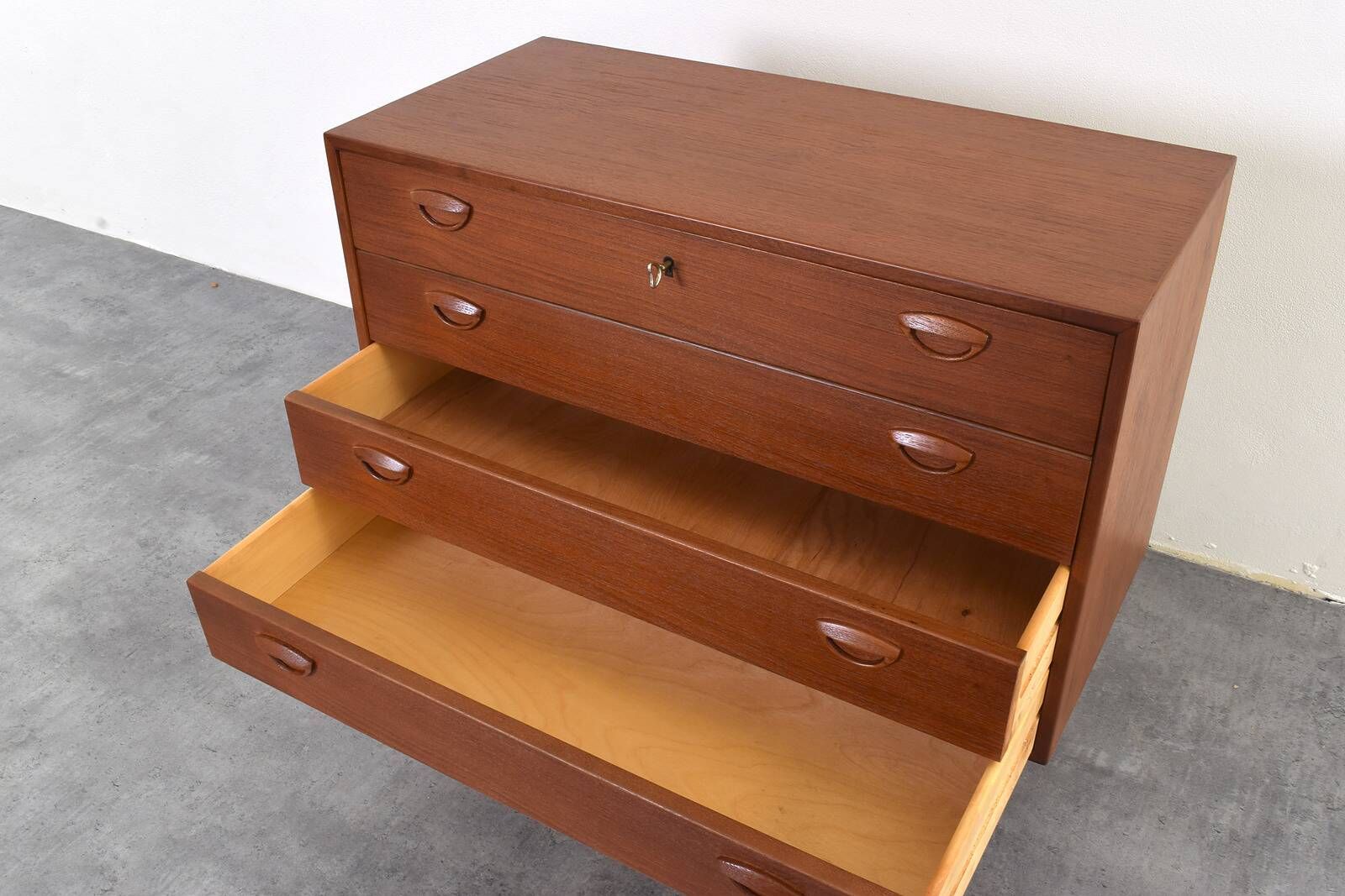 Teak Chest of Drawers by Kai Kristiansen for Feldballes Møbelfabrik, 1960s.