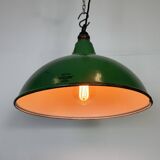 Industrial British Green Enamel Factory Pendant Lamp from Maxlume, 1960s