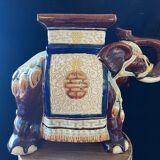 Vintage 70s xl ceramic elephant plant pot - brown