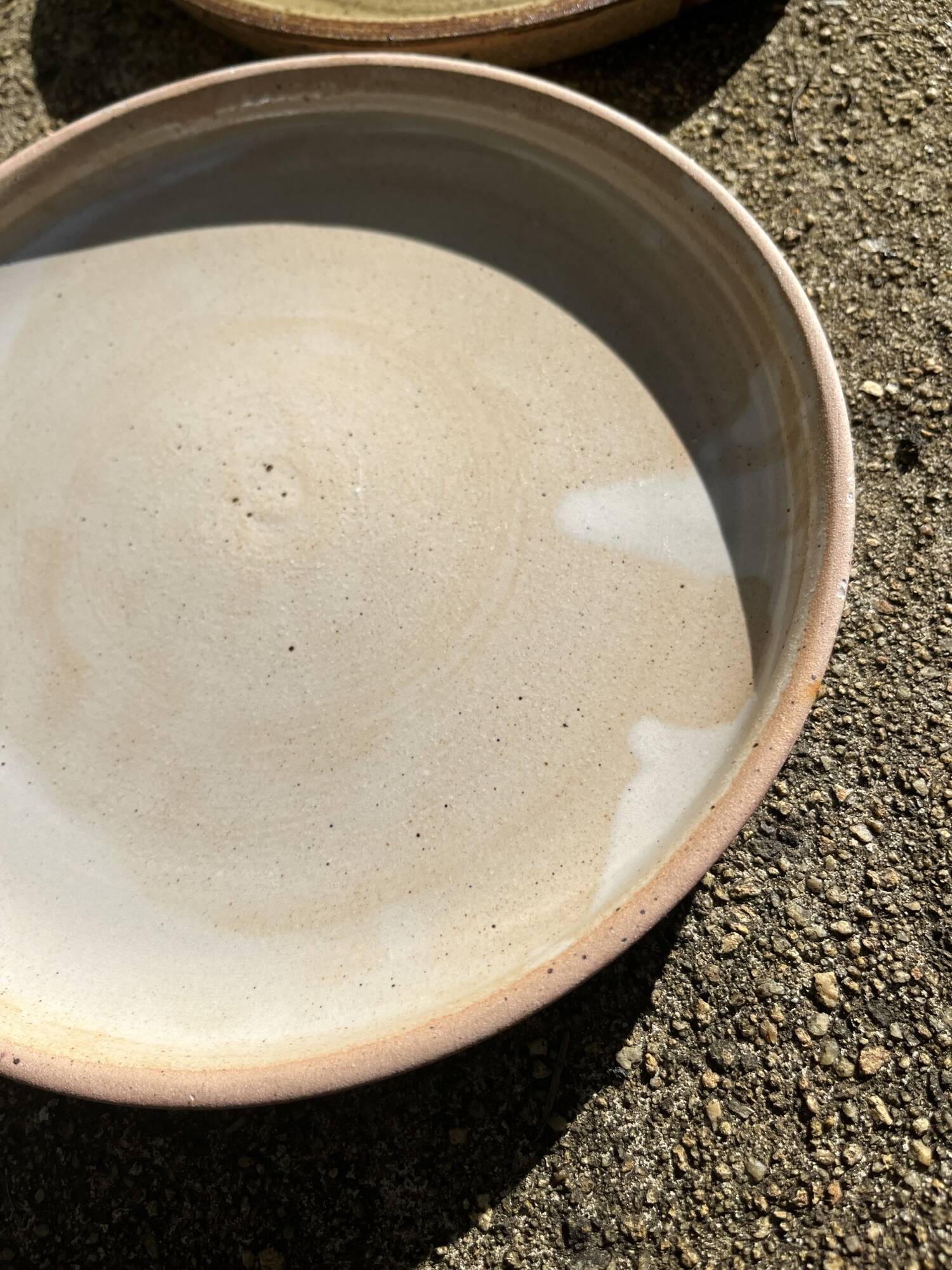 2 pyrite stoneware and Bernard Mallet style stoneware plates