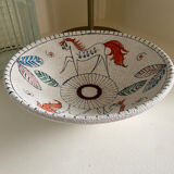 Large ceramic cup Fratelli Fanciullacci 60s decoration horses