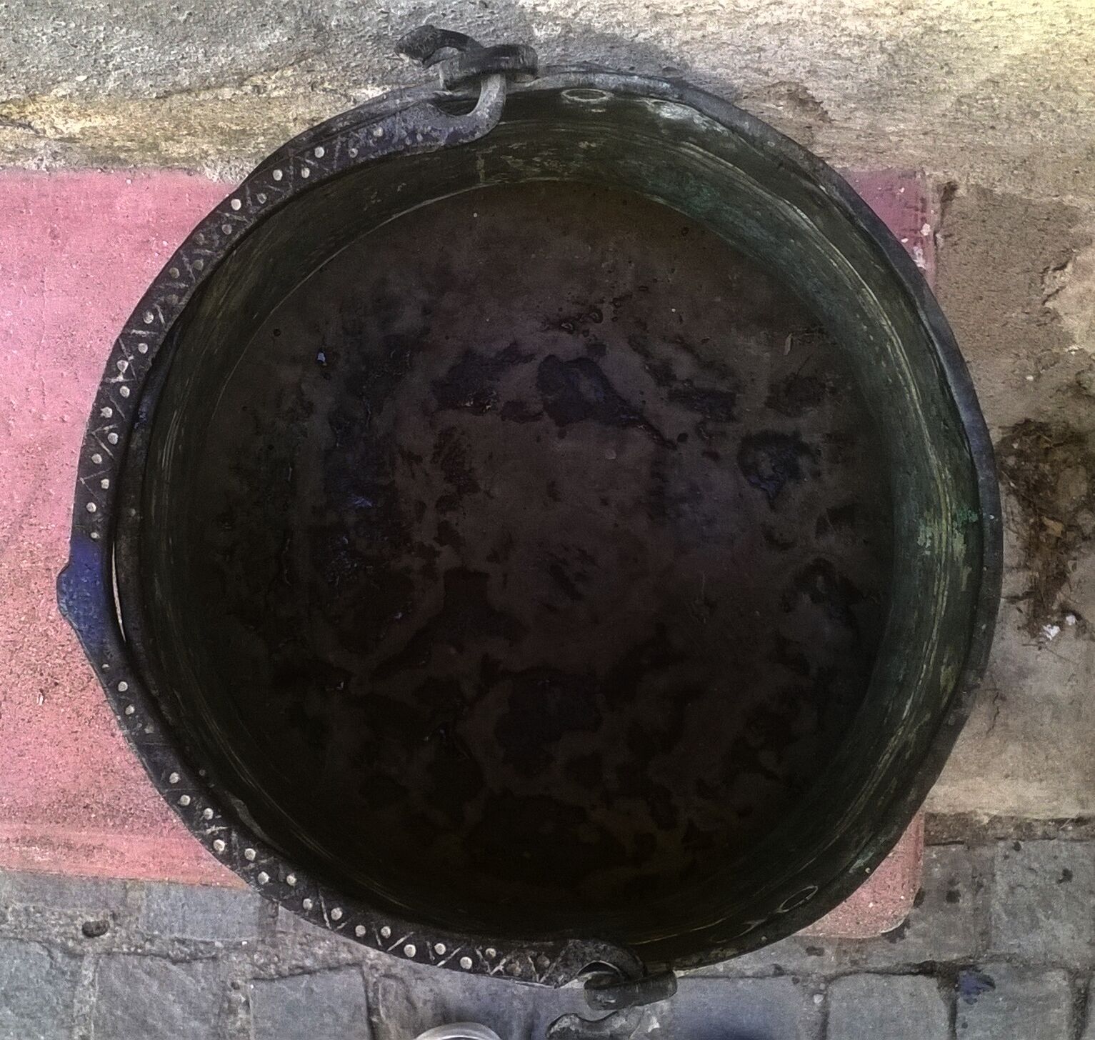 Old copper cauldron