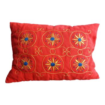 Vintage hand-embroidered cushion