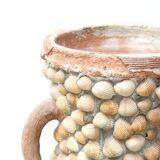 Terracotta and shell jar with handles for the terrace