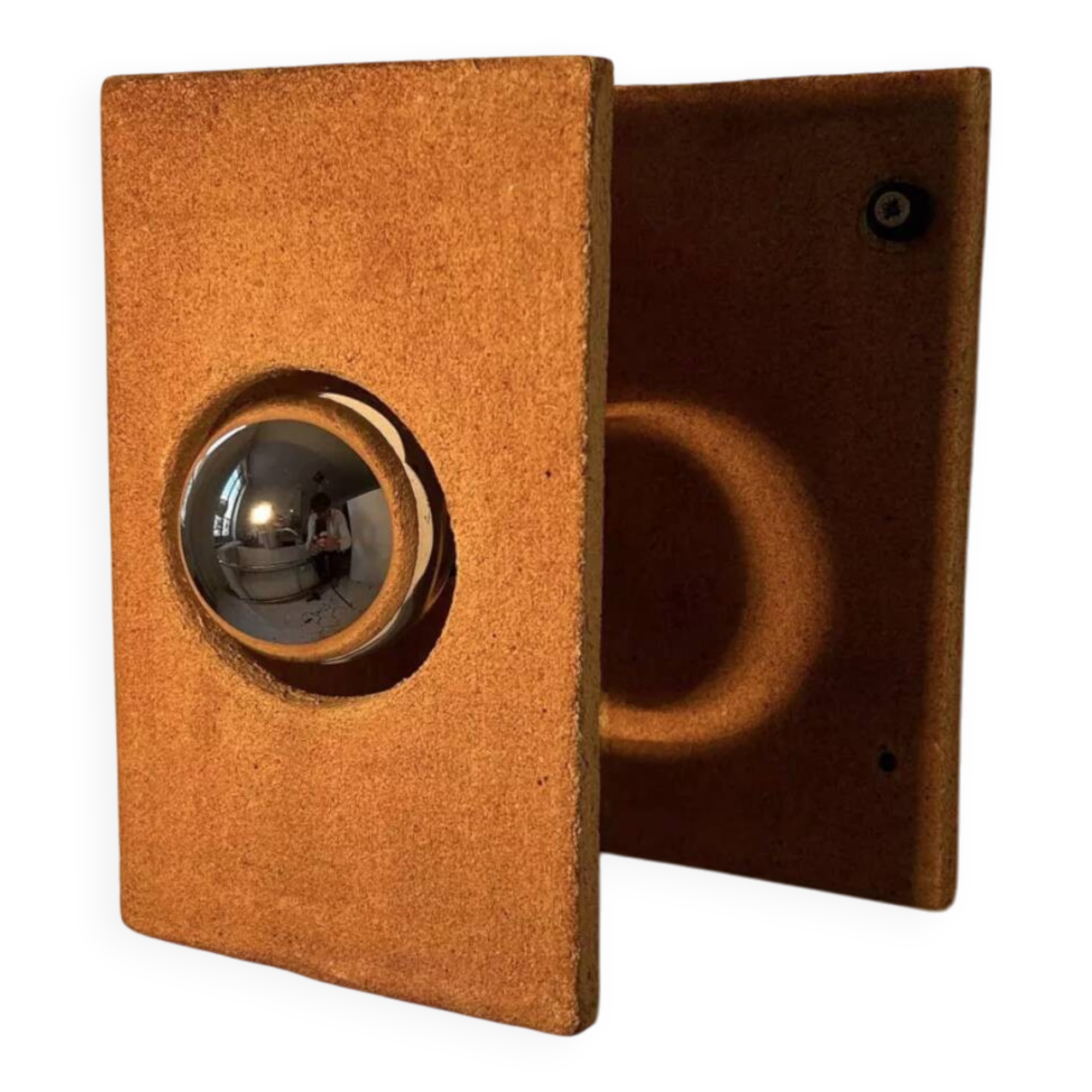 Vintage raw clay chamotte wall light, Guy Bareff, France 1970