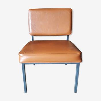 Fauteuil en skai et métal des années 70 Soudexvinyl