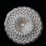 Round cushion in pleated satin fabric, diameter 39 cm