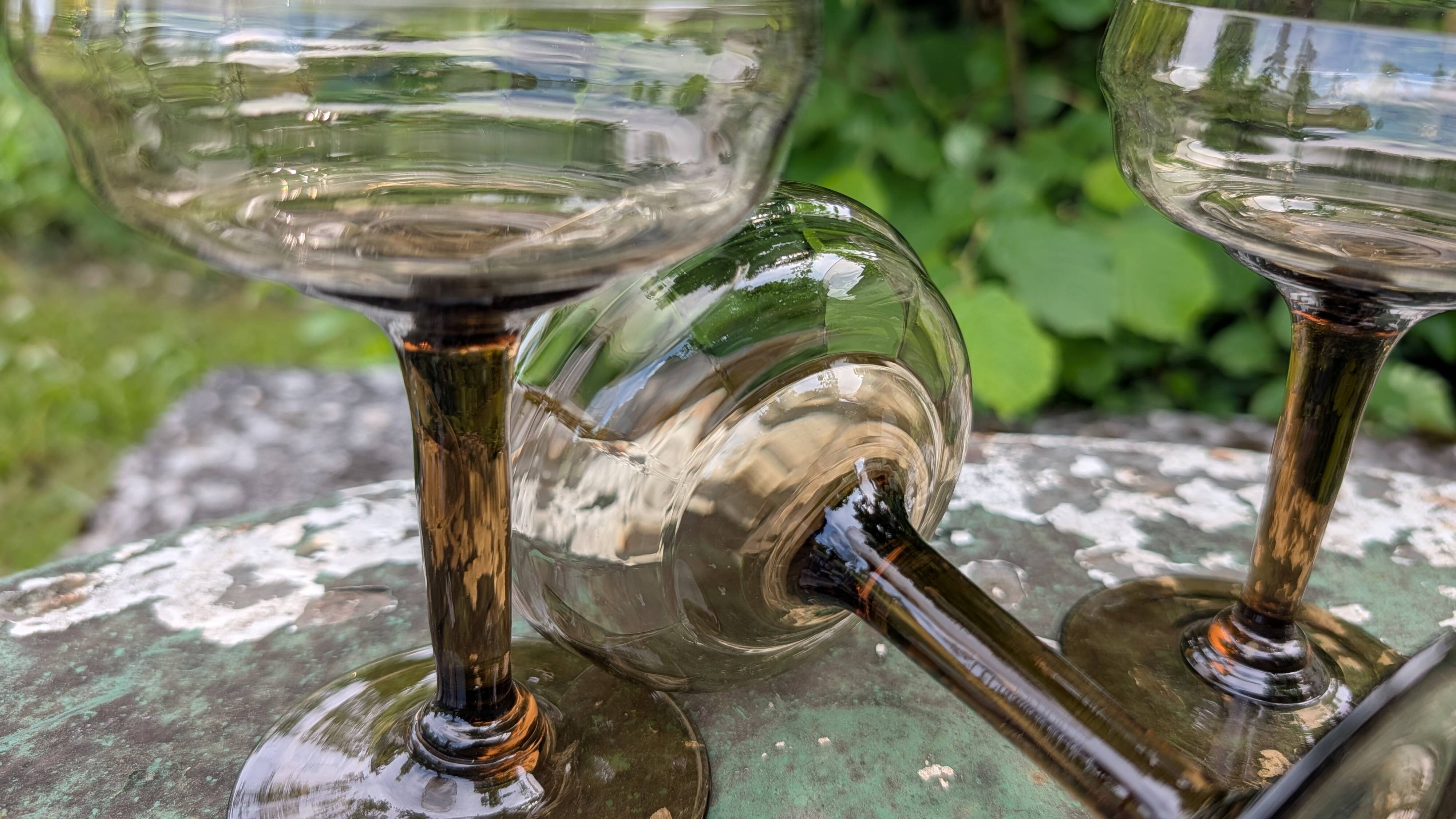 Vintage smoked glass coupes from the 1970s.
