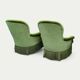 Pair of olive green velvet toad armchairs