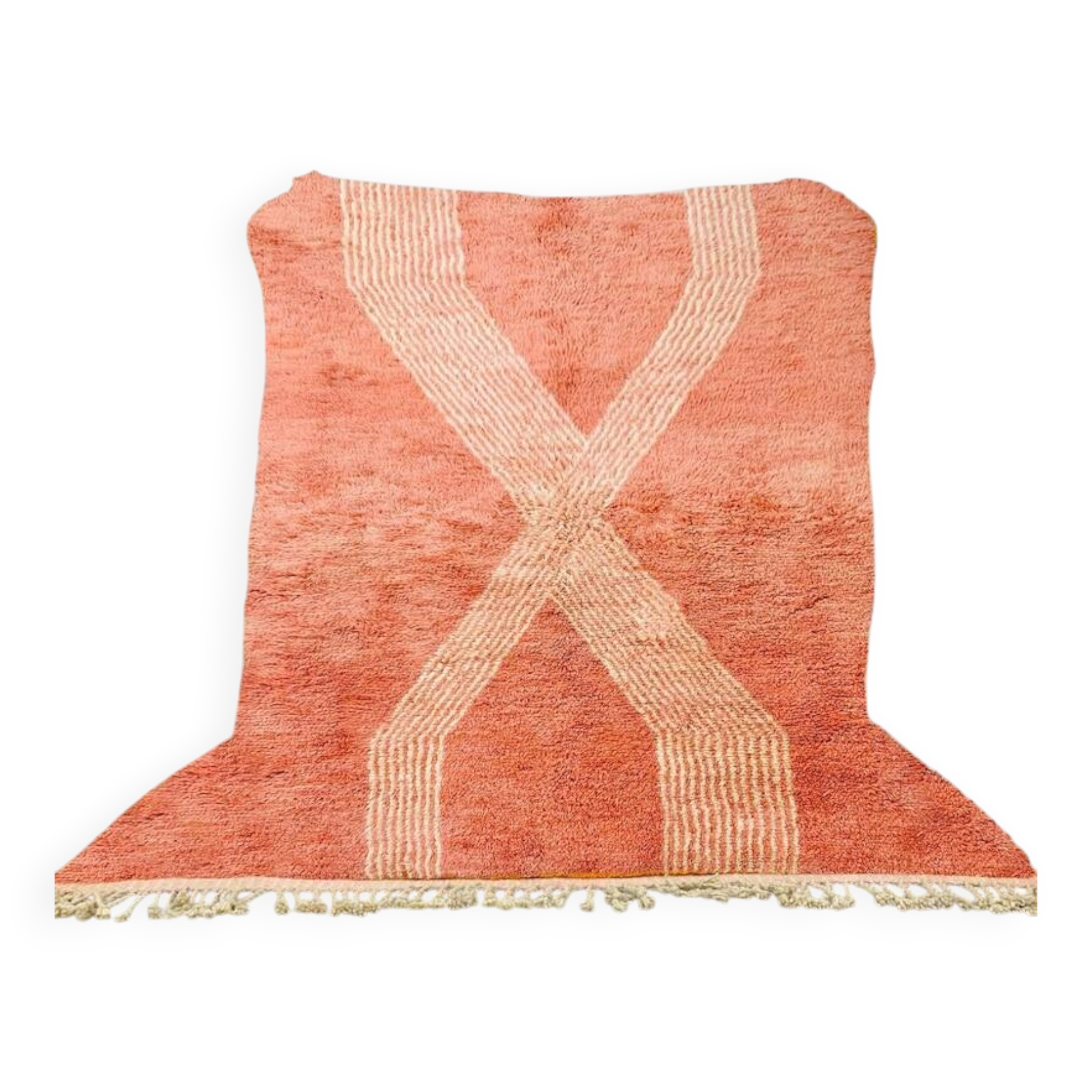 Beige Berber rug with geometric patterns 250cm x 150cm